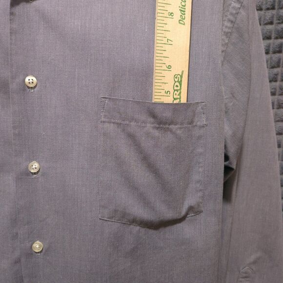 Button Long Sleeve Collared Shirt Mens 17-34/35 Gray EndonEnd Dress Work Cotton - Picture 9 of 14